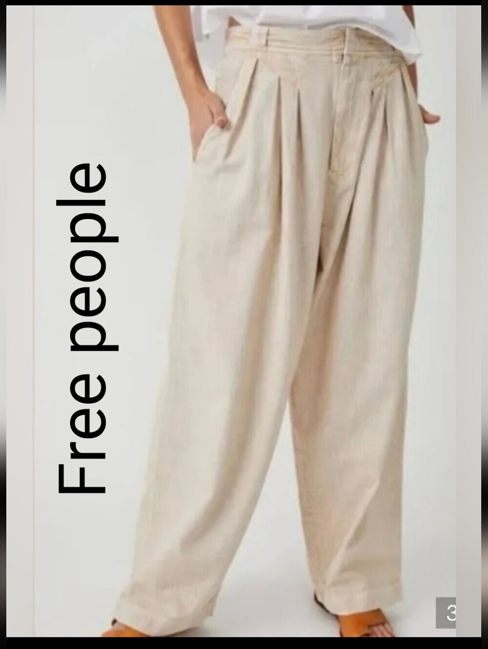 NWT Free People Lotta Love 😘 9Relaxed High-Waist Pleated Linen Trousers -